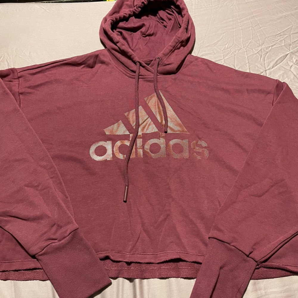 purple cropped Adidas hoodie